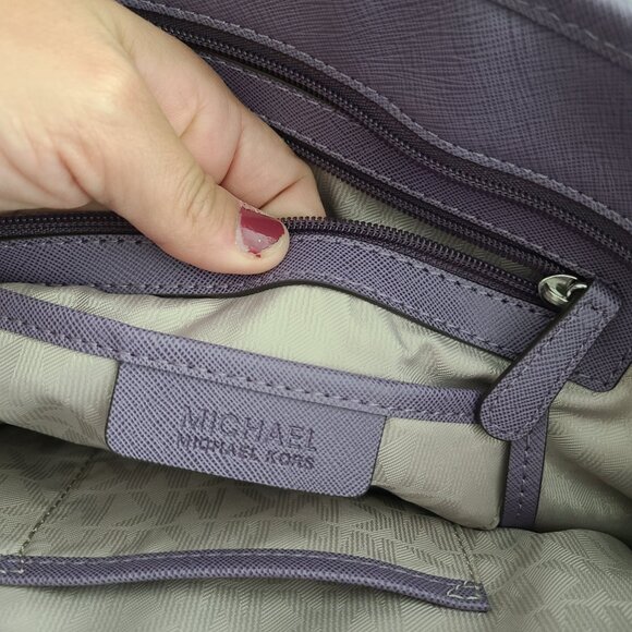 Michael Kors Lilac Quilted Saffiano Leather Jet Set East West Tote Bag - Picture 11 of 14